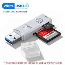 2in 1 USB 3.0 카드 리더기 마이크로 TF SD 어댑터 고속 메모리 노트북 액세서리용, 03 USB 3.0 White