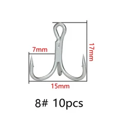 Balleo 5/10PCS 샤프 쿼드러플 강화 트리플 앵커 후크 트레블 3 낚시 4X 배 루어 포크 클로, 06 8