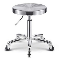 미용실 보조 커트의자 바퀴 스텐 원형 회전 스툴 이동식의자, 공식 표준 구성, 1개, 스테인리스 좌석 표면 광둥 다리 철제