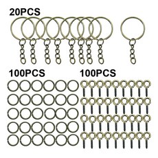 220개 세트 열쇠고리 제작 용품 클립 점프 아이핀 액세서리 재료 키트 공예 수제 DIY 보석, Bronze