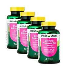 스프링밸리 달맞이꽃오일 1000mg 소프트젤 Spring Valley Standardized Evening Primrose Oil, 4개, 75정