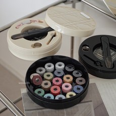 WOOWAY 輕奢菱格紋多功能雙層針線盒F2-3，針線包/縫紉工具/居家用品，精緻收納，方便攜帶，居家必備, 黑色,現貨, 1個