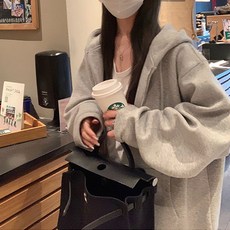 데일로엔 여성 심플 오버핏 후드 집업