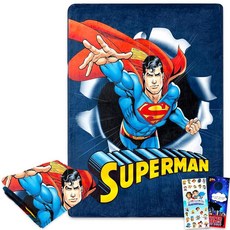 슈퍼맨 플리스 담요 세트 - 슈퍼히어로 부드러운 담요 플러스 스티커 번들 어린이 성인 청소년을 위한 더 많은 제품 | 아늑한 슈퍼맨 담요 116.8cm x 152.4cm4