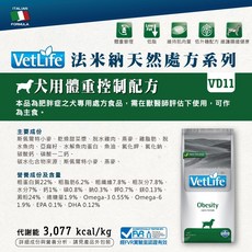 旺財好鋪 法米納 犬用天然處方糧 體重控制配方 2kg, 1個, 體重管理