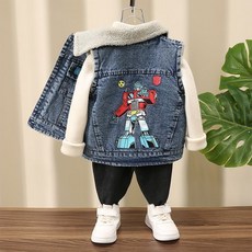 男孩奧特曼牛仔馬甲 兒童春秋季加絨加厚帥氣外套