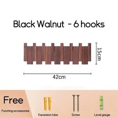 마운트 검은 호두 코트 모자 가방 홀더 출입구 입구 망토 장식 가구, Bla Walnut 6 Hooks, 1개