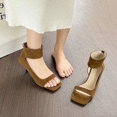 자칠 스퀘어토 슬림힐 여성 하이힐 샌들