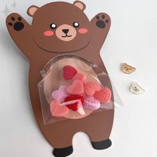 동물캐릭터 투명창 선물포장지 미니카드 편지지 답례품 파티용품 어린이 생일 감사, 1개