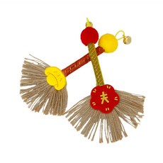 新年喜氣貓玩具 貓咪自嗨磨牙寵物逗貓玩具, 1個, 木天蓼掃把玩具(一組2入), 掃把款