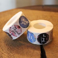 원형 땡큐스티커 500매 / 감사 플라워 Thankyou 대용량 스티커 선물 셀프포장