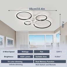 LED 저소음 천장 선풍기 샹들리에 거실 식탁 침실 주방 조명 블랙 화이트 홈 램프 비품