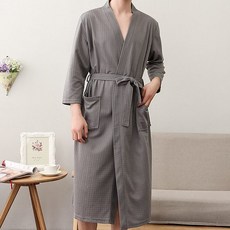 딜라이트홈 흡수력좋은 부들 와플 프리미엄 호텔가운 샤워가운, 그레이 남성용, 1개