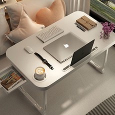 HuamMakes 大型床邊桌抽屜型坐式閱讀桌, 白色