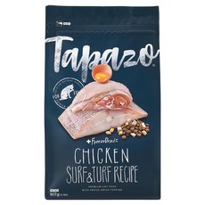 Tapazo 成幼貓 凍乾雙饗宴 低敏 乾飼料, 鮮雞肉凍乾, 符合美國 AAFCO 營養標準, 海魚 + 雞肉, 907g, 1包
