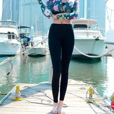 여자 래쉬가드 워터레깅스 수영복 바지, L, 챠콜