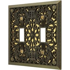Amerelle 65TTAB 필리지 벽판 토글 2개 앤티크 황동, Wallplate, 2 Toggle