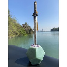 石中劍 軒轅劍拆信刀 玉石底座 辦公室文具擺飾