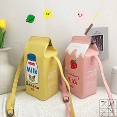 딸기 우유 바나나 가방 크로스백 귀여운 숄더백, 오렌지주스