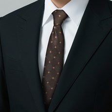 復古條紋拉鍊領帶 懶人免打商務領帶 男款棕色香檳色 西裝襯衫配飾 條紋款領帶 #A9408深棕大圓點 #默認尺寸