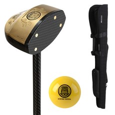 부쿠로혼마 우드 대한 파크골프협회 인증 파크골프채 A세트 (파크골프채 파크골프 가방 볼) 신장 160cm이상 850mm 오른손용, 가방(블랙)+볼(옐로우), L, 90도