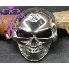 安提帕斯手工皮革161--銅製A骷顱裝飾釦(銀色), 1個
