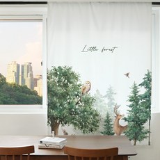 빛차단 암막커튼 S17 리틀포레스트 XL 140X230cm 디지털프린팅 긴창커튼 현관 가리개 베란다 가림막