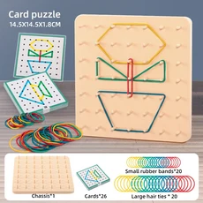 KNYYSECQ 기하학 퍼즐 네일 보드 모양 창의력 수학 교육 도구 어린이 장난감 선물, 01 Card Puzzle Game