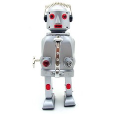 Zhijing 빈티지 어린이 장난감 틴 로봇 바람 위로 홈 컬렉션 복고풍 공예 씨 장난감(Silver), 1개, 은