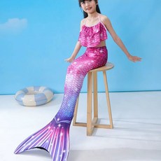 인어 비키니 수영복 포토촬영 공주 드레스, J. 히비스커스 상의 + 반바지 + 꼬리