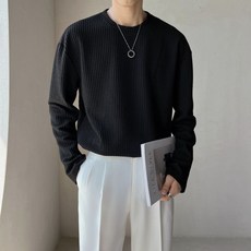 潮流美式男長袖T卹圓領紋理打底衫彈力修身跑步運動純色健身訓練