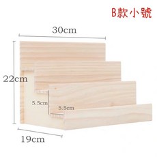 天然實木免組裝梯形展示架 飾品明信片化妝品公仔收納展示架 手辦架子 桌面收納盒 置物架, 1個, B款小號(可超取)