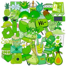 리무버블 컬러 스티커 모음 빈티지 폰꾸 다꾸 캐리어 감성꾸미기, 1개, 그린 스티커