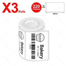 N20 50mm 미니 블루투스 접착 라벨 프린터 열전사 무선 바코드 메이커 사무실 의류용, Only 3WH 5030mm