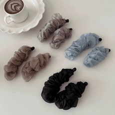 溫柔褶皺設計師款香蕉夾，顯髮量氣質髮夾，後腦勺高馬尾髮飾, 1個, 小號黑色+小號紫色【2個裝】