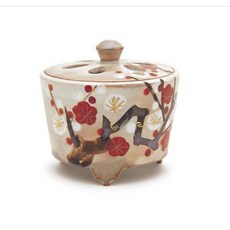 京燒 清水燒 乾山手 紅白老梅 香爐, 1個