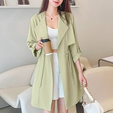 봄가을 여성 캐주얼 얇은 자외선 차단 아우터 슬림핏 7부 소매 트렌치 데일리 멀티 코디 코트 YCY