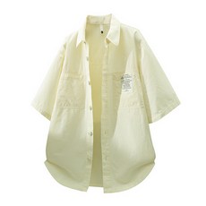 純棉工裝短袖襯衫 潮流百搭休閒寬鬆襯衫