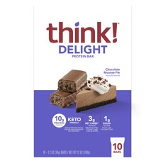 美國 think Delight 巧克力慕斯派蛋白棒 10入, 340g, 1個