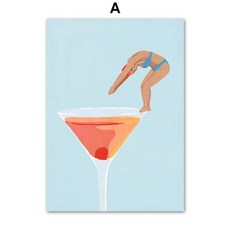 북유럽 포스터 풀 파티 수영 다이빙 욕조 커피 벽 예술 프린트 캔버스 그림 장식 거실 사진, 10. 1