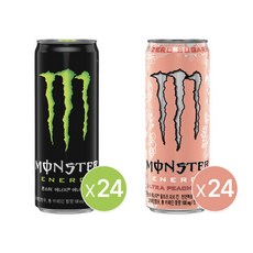 (현대홈쇼핑)몬스터 에너지 그린 355ml 캔 24개+몬스터 에너지 피치킨 355 캔 24개, 48개