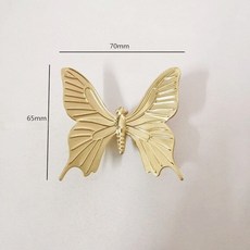 台灣出貨 金色家具把手門把手實心黃銅魚貝殼形狀把手用於櫥櫃廚房櫥櫃抽屜拉手, - 長尾巴蝴蝶, 1個