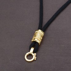 昱晶閣 項鍊繩 黃銅六字真言卡扣手工編織, 1件, 黃銅六字真言卡扣, 黑繩