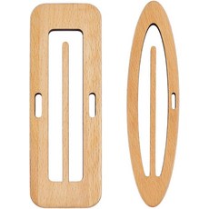 BENECREAT 2Pcs 나무 뜨개질 직조 셔틀 너도밤나무 밴드 직조실 DIY 공예 액세서리 직사각형 및 타원형 직조용 수공예, 5.87x1.48 Inch