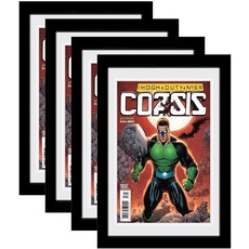 SparklyHome 더블 화이트 매트가 있는 만화책 프레임 2팩 자외선 차단 최대 17.2 x 26.2cm(6 3/4 10 1/4인치)의 현재 만화용 블랙 가방 및 슬리, 블랙 프레임 화이트 매트 4팩