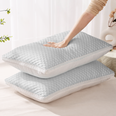 1+1 베개 3D 파이버 배게 목편한 경추베개 마사지 베게, 2개, 그레이