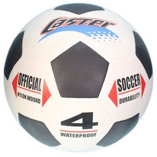 CASTER 4號足球 (橡膠五角黑格) 國小專用足球 標準型 耐磨防水 多款logo隨機出貨, 1個, 全新品正常白配黑