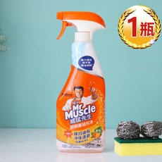 Mr. Muscle 威猛先生 廚房重油污淨，強力去除油垢，家用抽油煙機清洗劑, 1個, 檸檬香455g送鋼絲球包, 455g