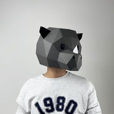 종이 가면 만들기 DIY 3D 입체 폴리곤 페이퍼 크래프트 토끼 사자 얼룩말 펭귄 유튜버, 코뿔소 머리 장식, 대형 버전