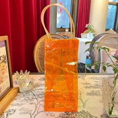 접이식 투명 PVC 파우치 휴대용 와인 쿨러 백 샴페인 차가운 맥주 음료용 칠러 슬리브, Orange 1PC, China Mainland